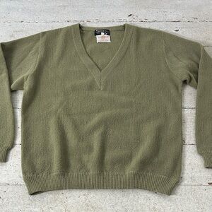 Vintage 50s Green Alpaca Wool Knit Italian Sweater